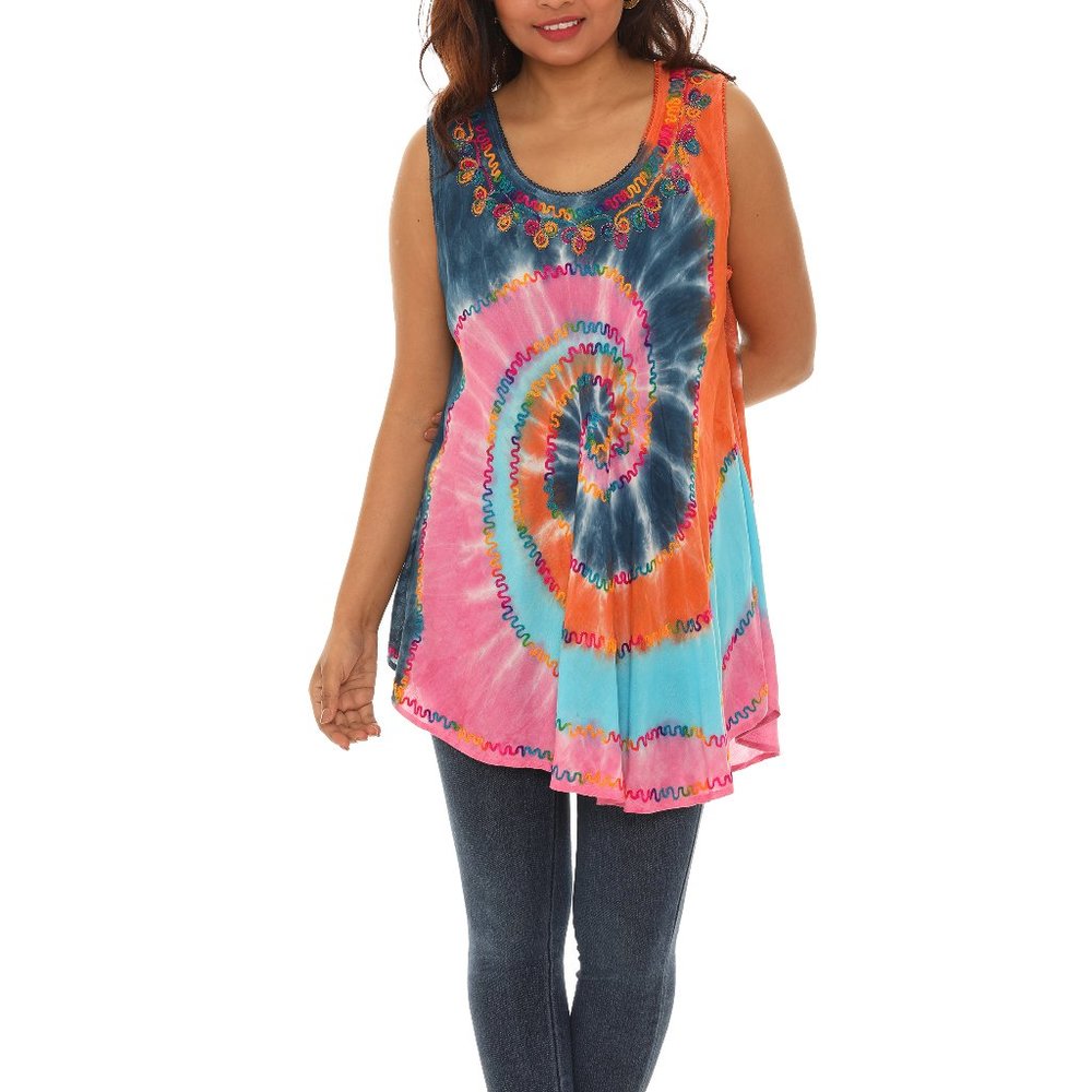 Tie-Dye Swirl Sleeveless Top